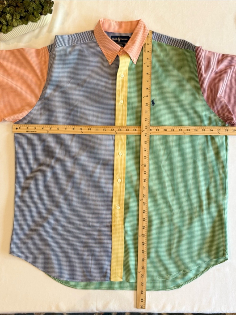 Vintage Polo by Ralph Lauren Multi-Color Gingham Short-Sleeve Shirt - Picture 6 of 7